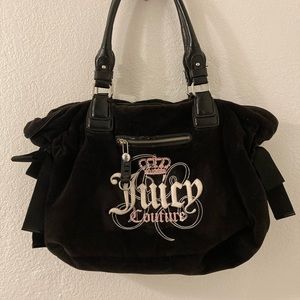 Vintage black and pink glitter juicy couture  velour daydreamer bag